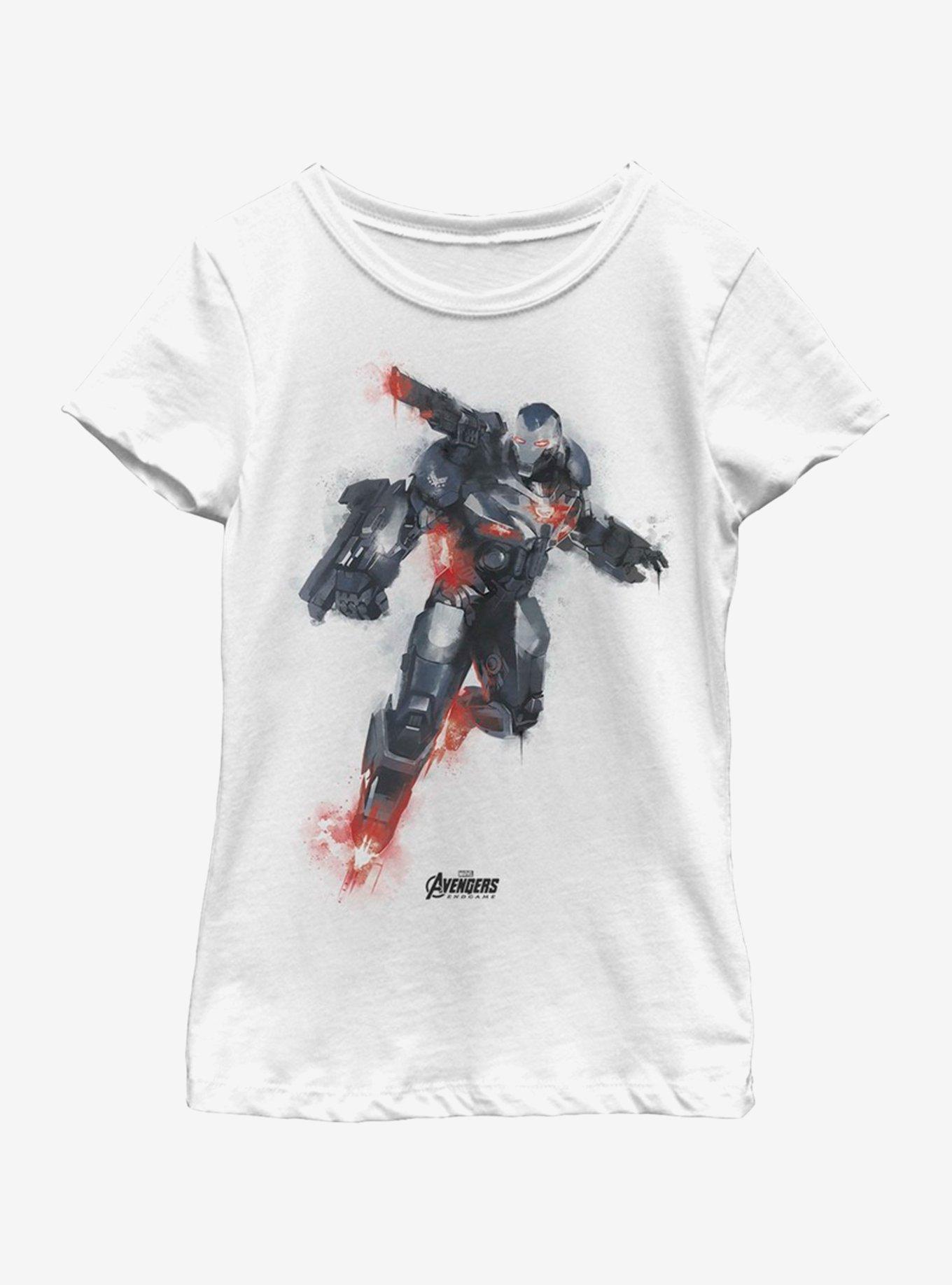Marvel Avengers: Endgame War Machine Paint Youth Girls T-Shirt, WHITE, hi-res