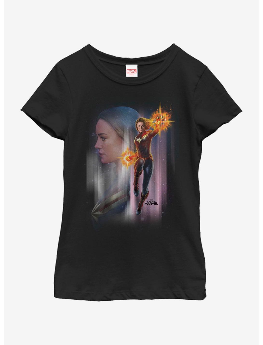 Marvel Captain Marvel Galaxy Youth Girls T-Shirt, BLACK, hi-res