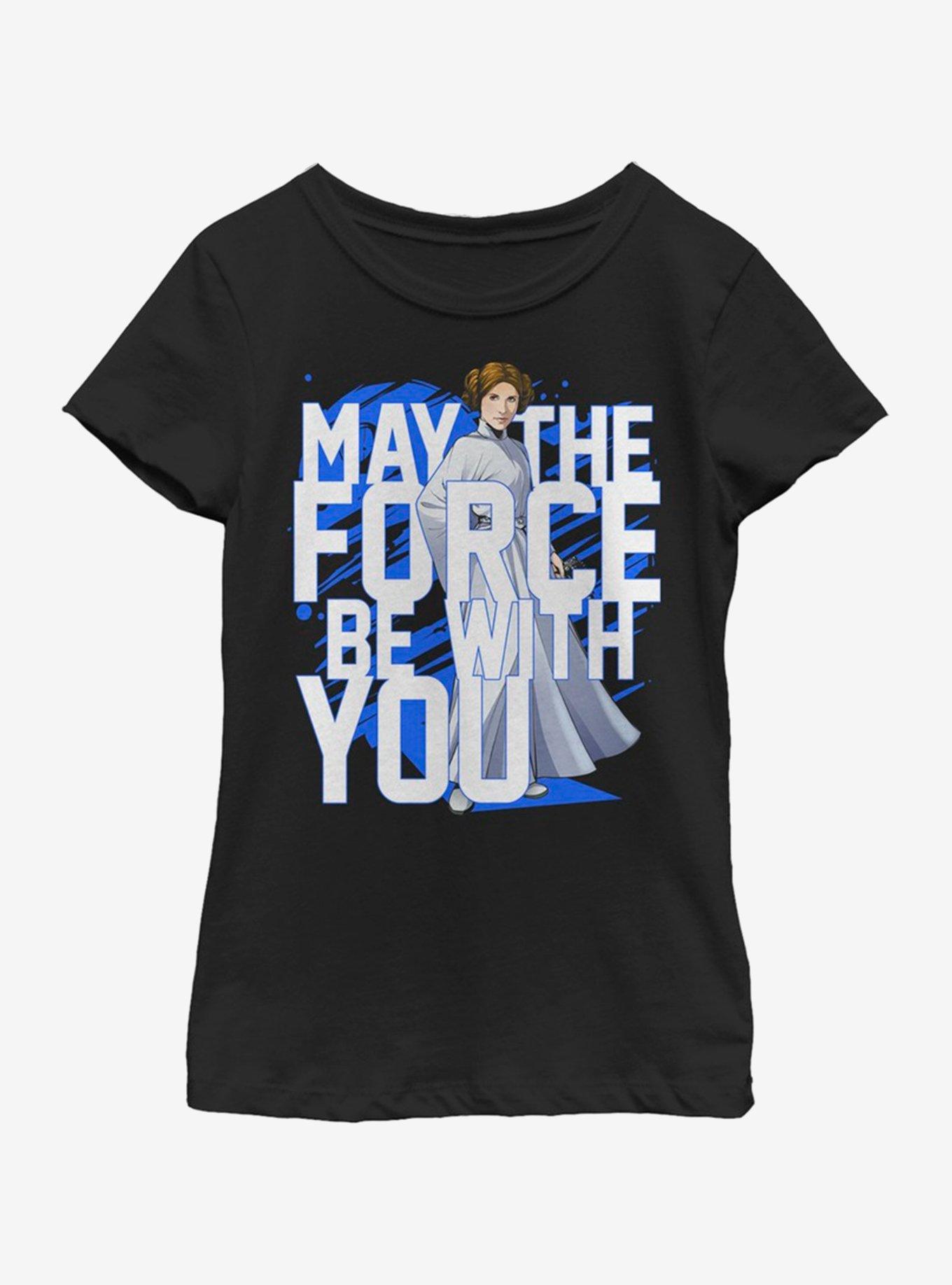 Star Wars Force Stack Leia Youth Girls T-Shirt, BLACK, hi-res