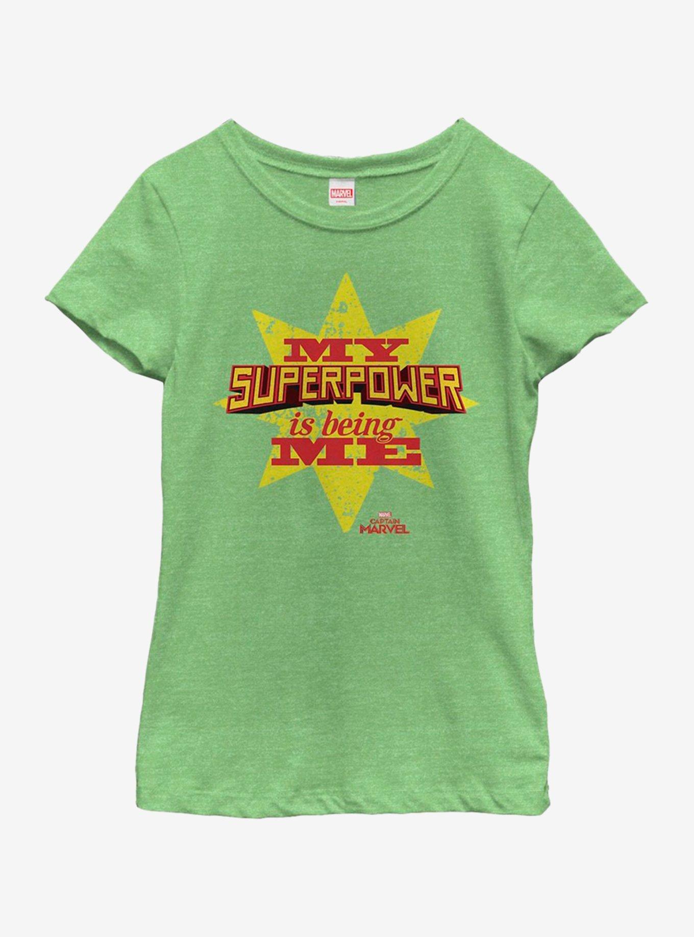 Marvel Captain Marvel Super Me Youth Girls T-Shirt, GRN APPLE, hi-res