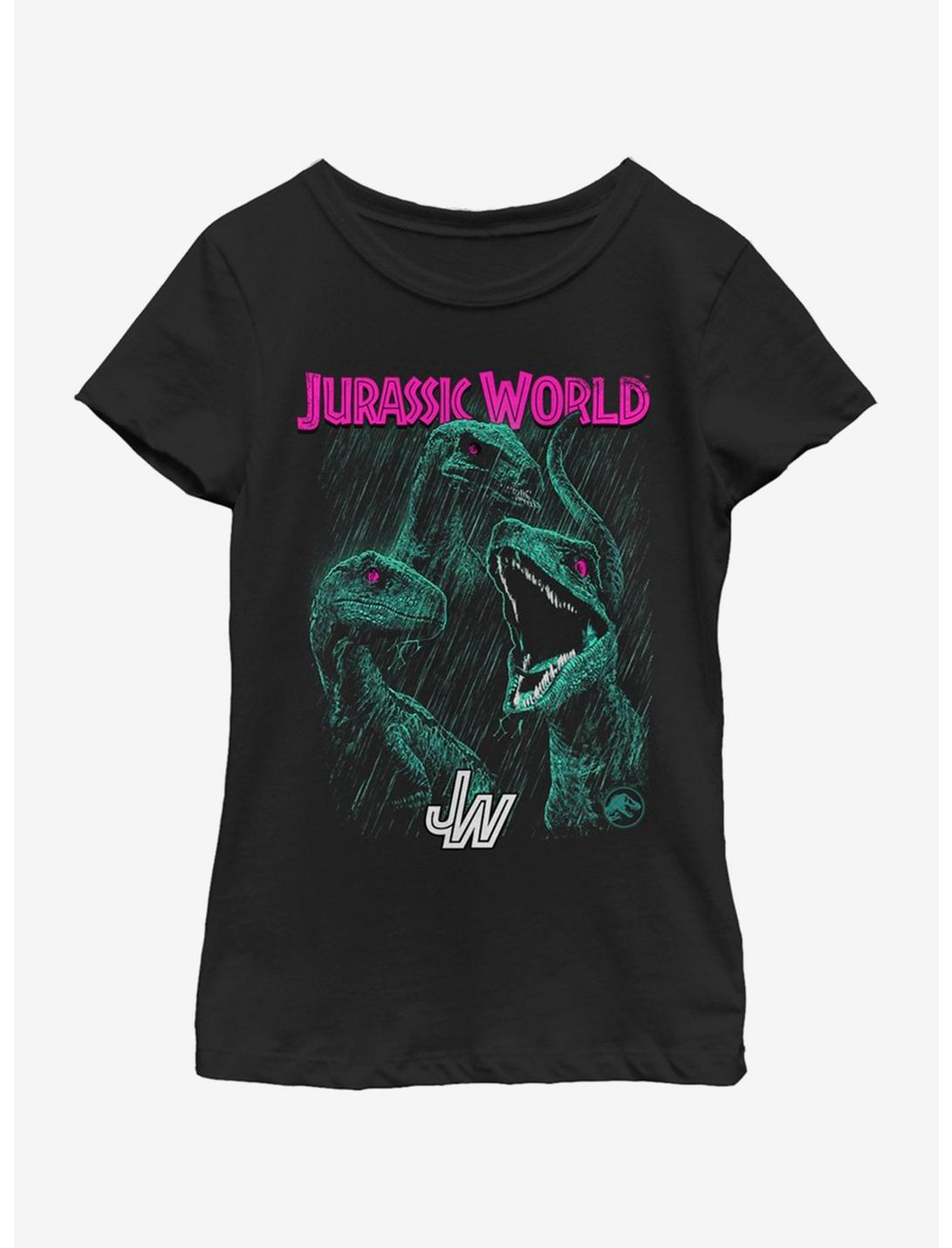 Jurassic Park Bright Raptor Squad Youth Girls T-Shirt, BLACK, hi-res