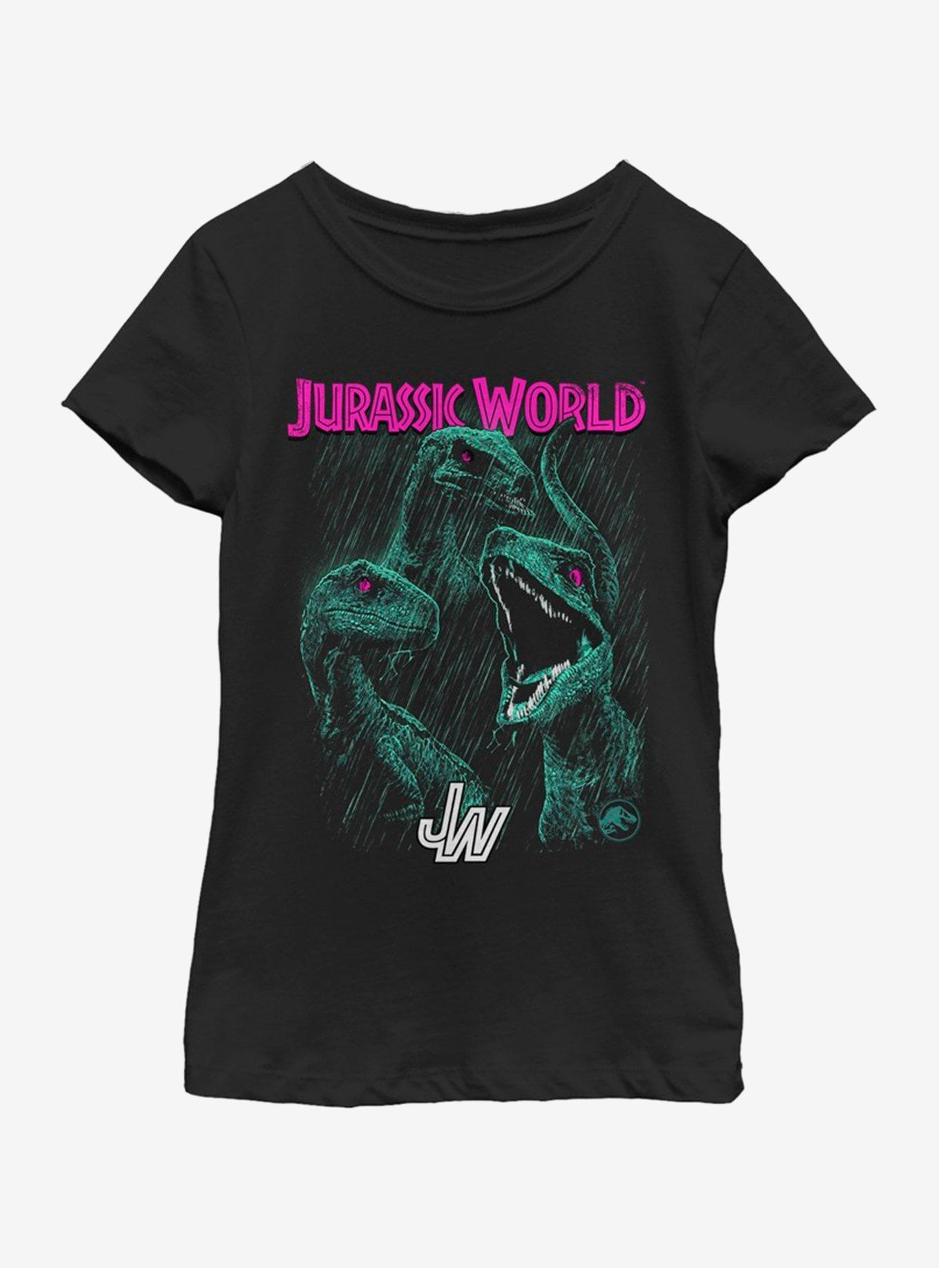 Jurassic Park Bright Raptor Squad Youth Girls T-Shirt, BLACK, hi-res