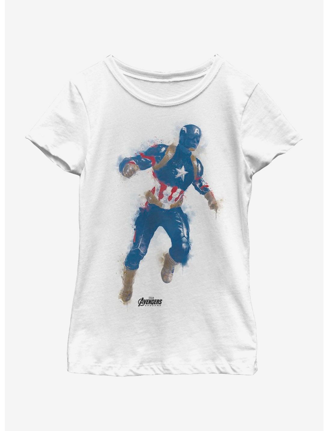 Marvel Avengers: Endgame Cap Paint Youth Girls T-Shirt, WHITE, hi-res