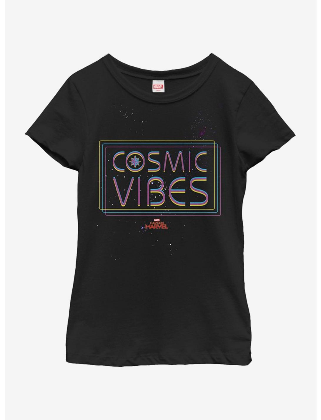 Marvel Captain Marvel Cosmic Vibes Youth Girls T-Shirt, BLACK, hi-res