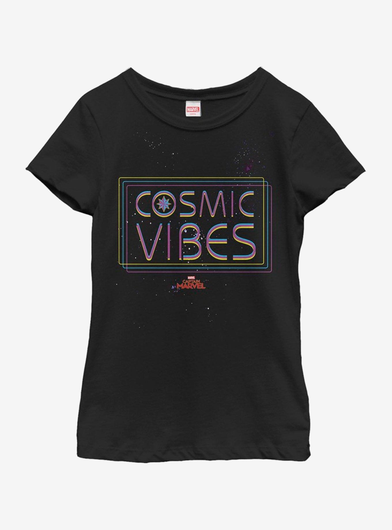 Marvel Captain Marvel Cosmic Vibes Youth Girls T-Shirt, BLACK, hi-res