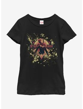 Marvel Captain Marvel Splatter Grunge Marvel Logo Youth Girls T-Shirt, , hi-res