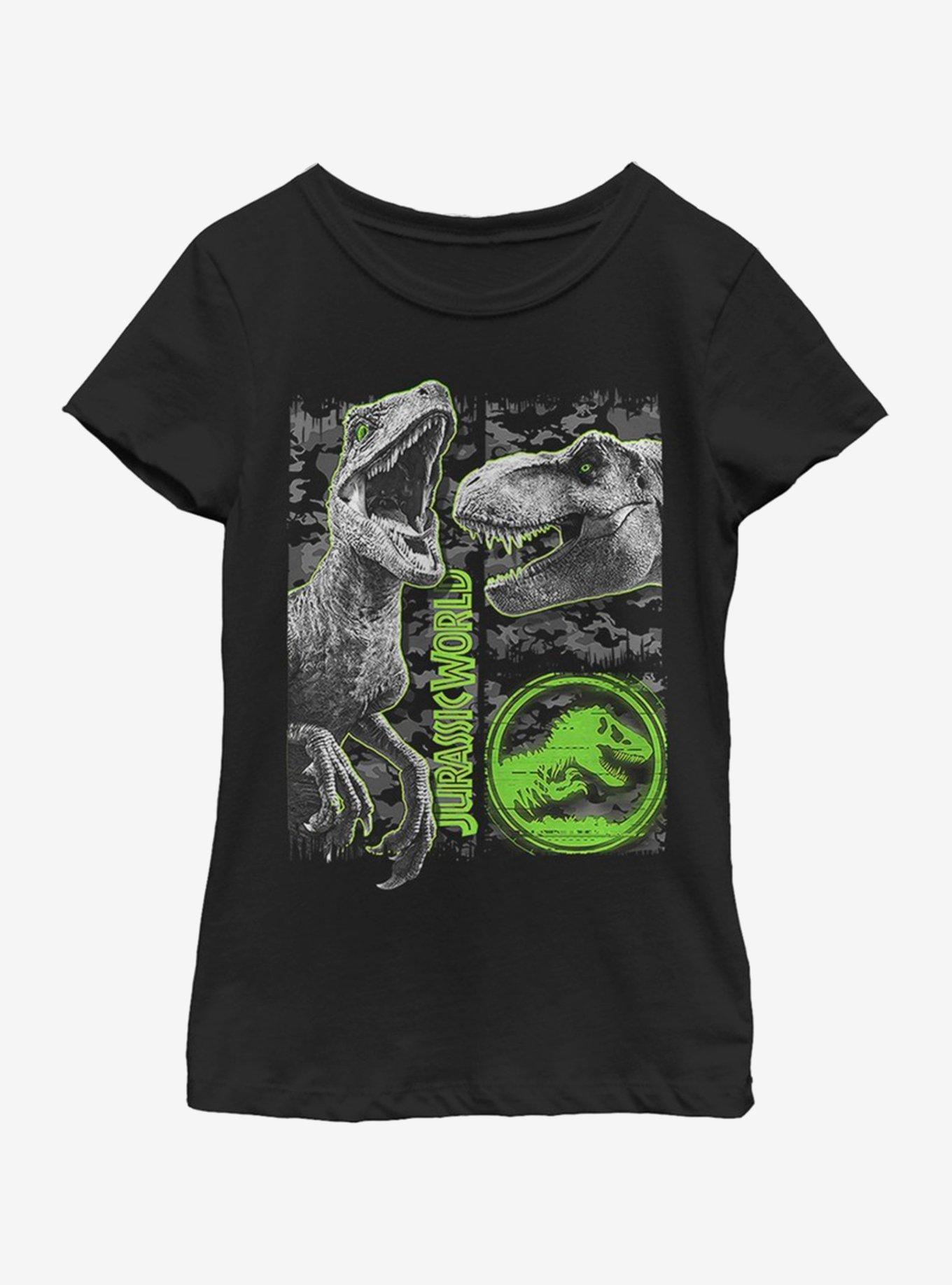 Jurassic Park Camo Squad Youth Girls T-Shirt, BLACK, hi-res