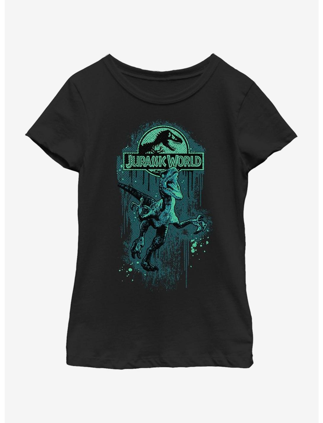 Jurassic Park Paint The Town Youth Girls T-Shirt, BLACK, hi-res