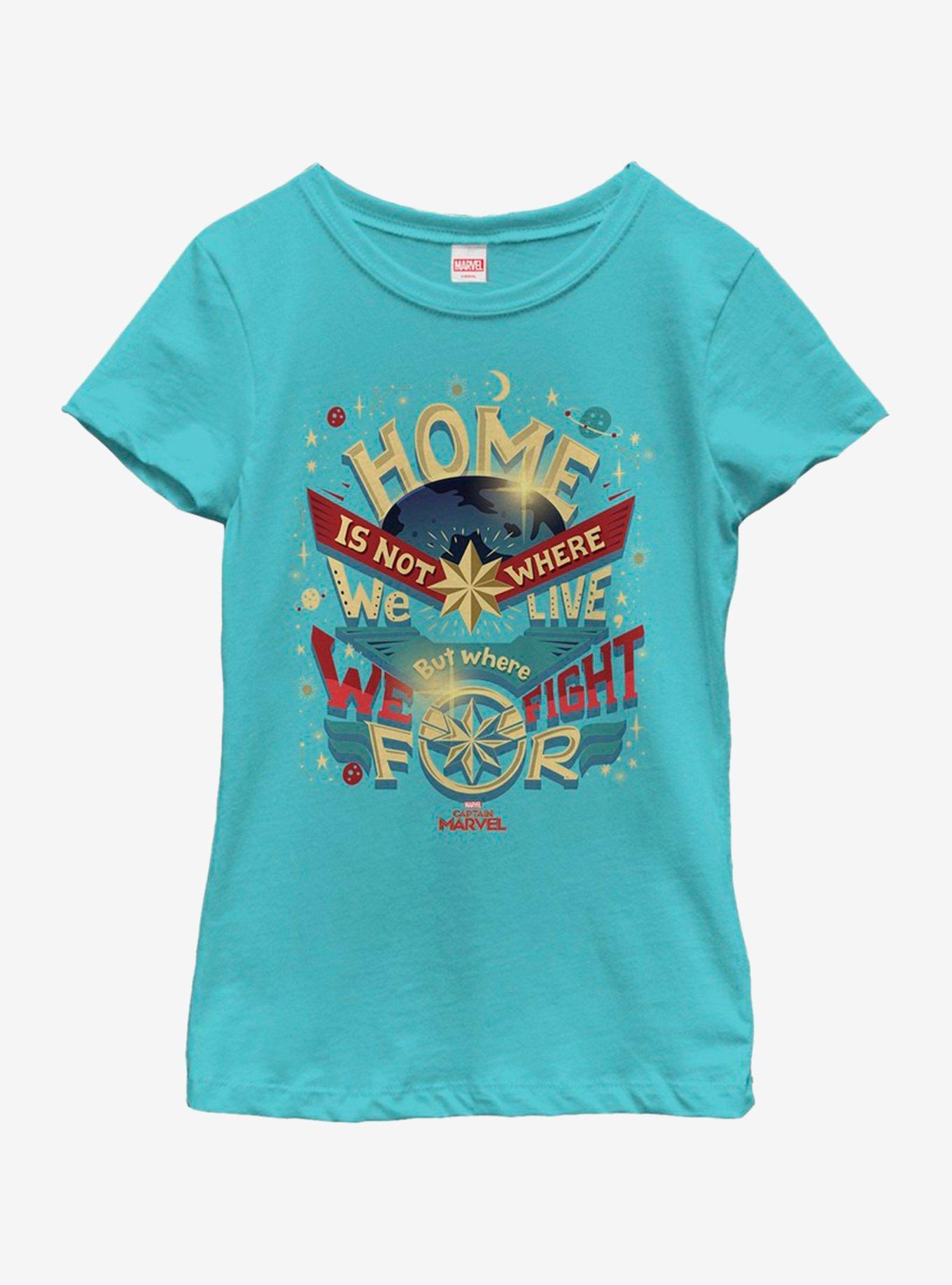 Marvel Captain Marvel Earth Fight Youth Girls T-Shirt, , hi-res