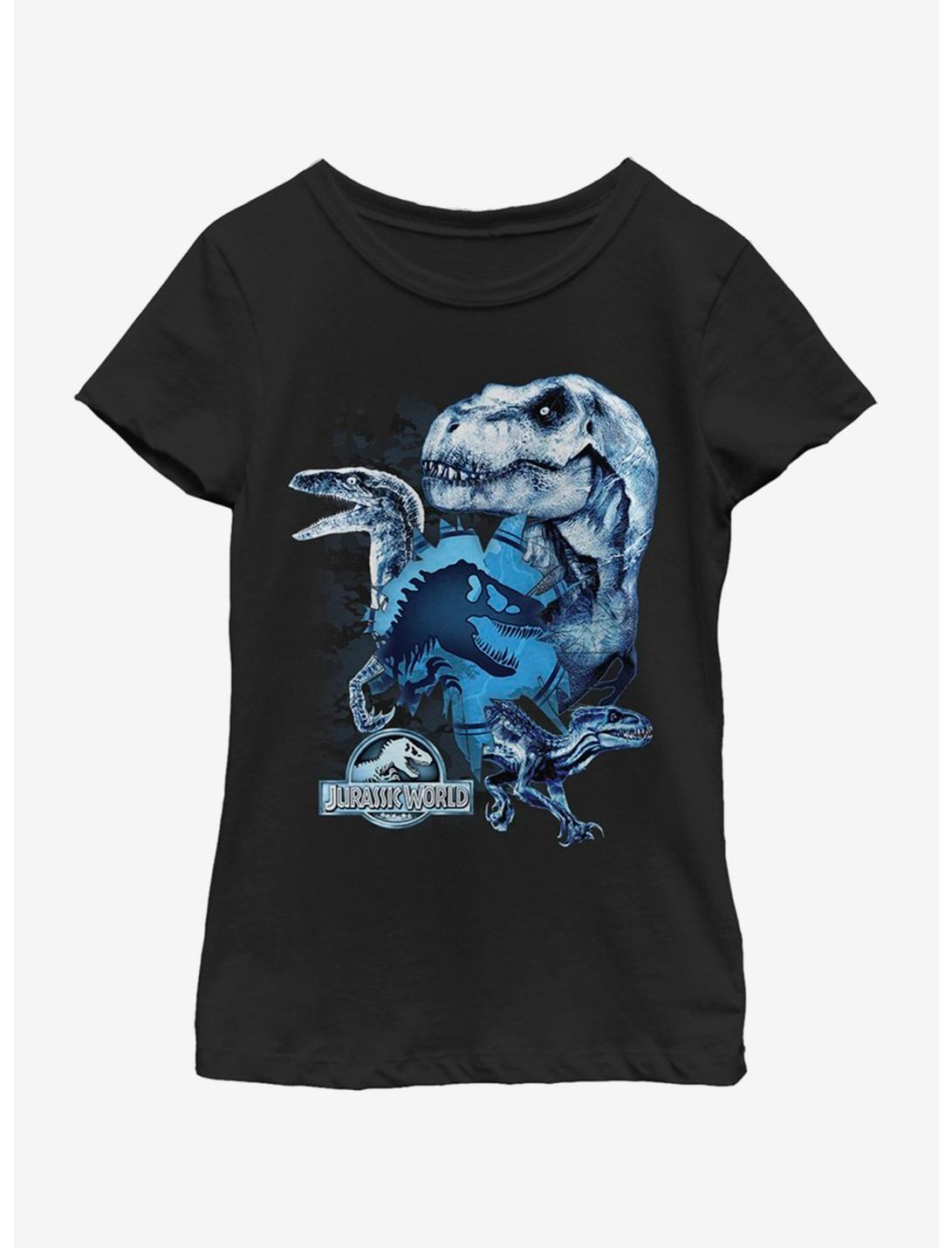 Jurassic Park Glass Shard Youth Girls T-Shirt, BLACK, hi-res