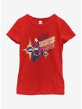 Marvel Captain Marvel Powerful Strike Youth Girls T-Shirt, RED, hi-res