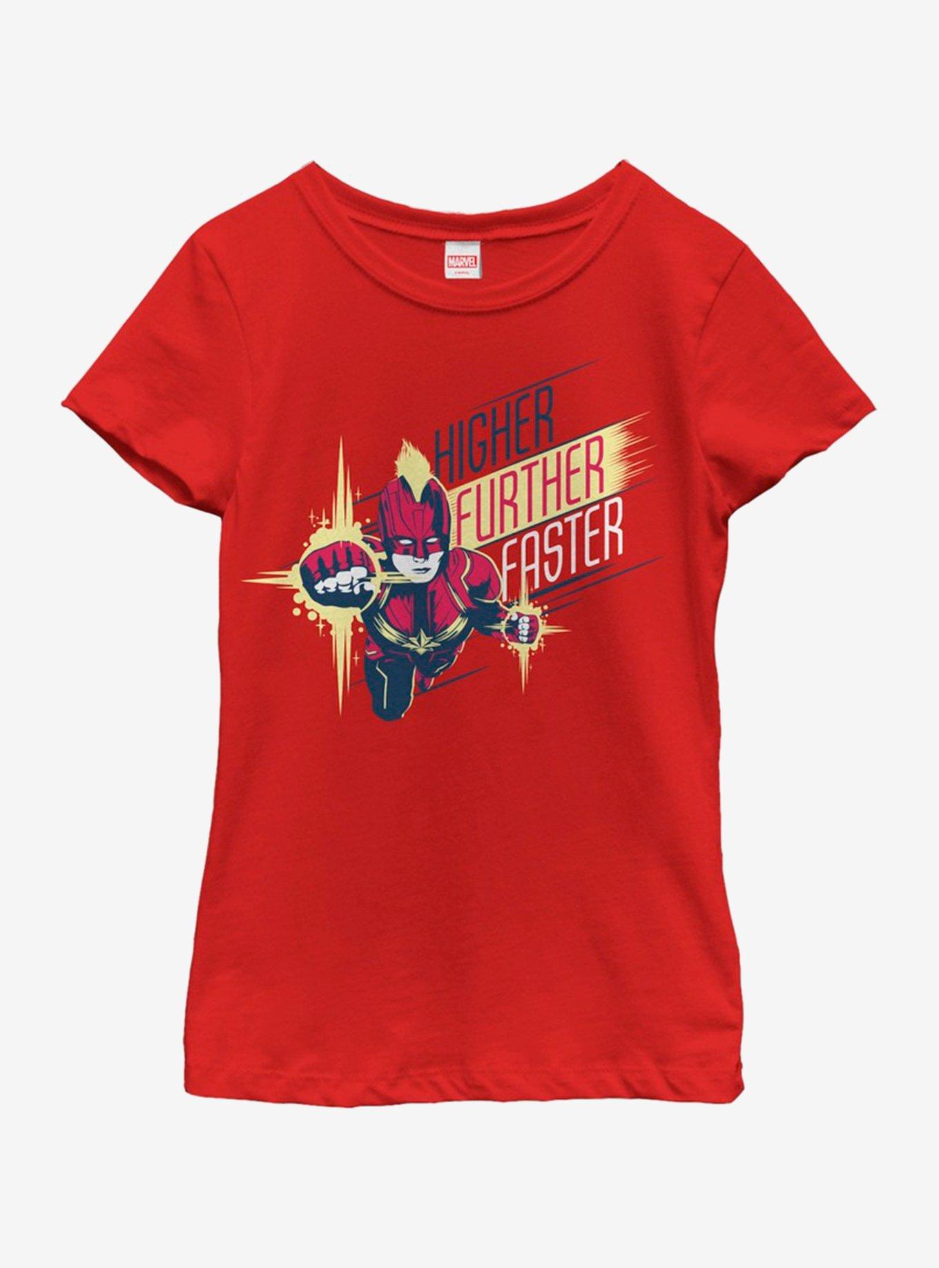 Marvel Captain Marvel Powerful Strike Youth Girls T-Shirt, , hi-res