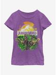 Jurassic World Distressed Plastic Jungle Youth Girls T-Shirt, PURPLE BERRY, hi-res