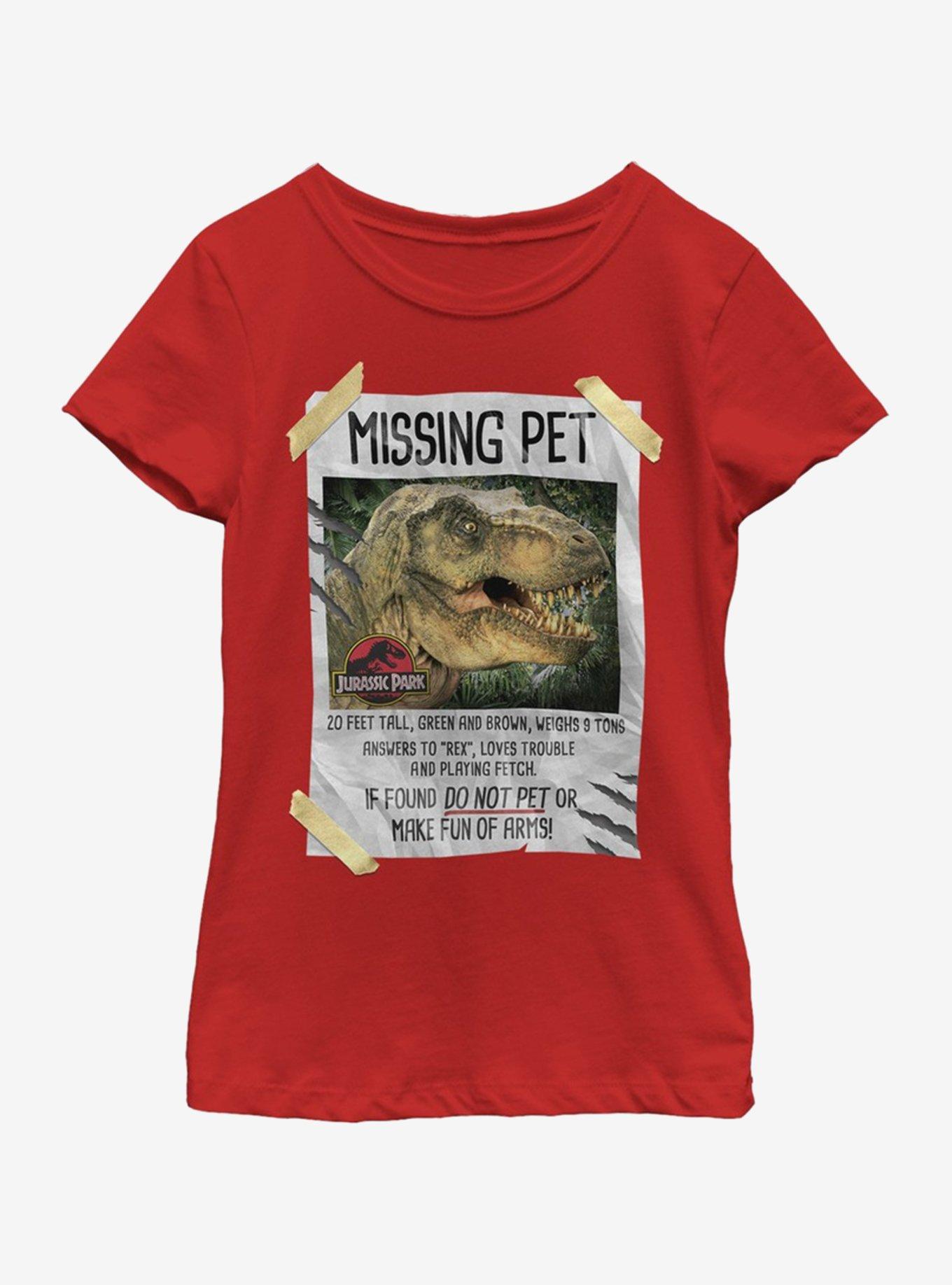 Jurassic Park Missing Pet Youth Girls T-Shirt, , hi-res