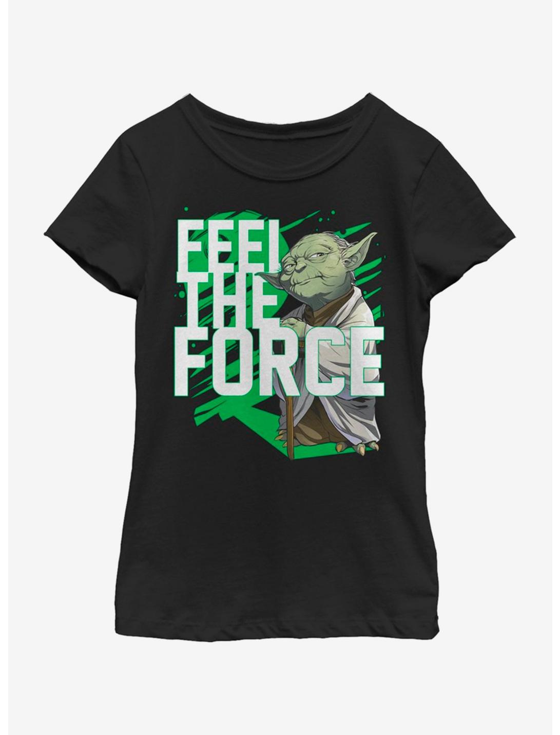 Star Wars Force Stack Yoda Youth Girls T-Shirt, BLACK, hi-res