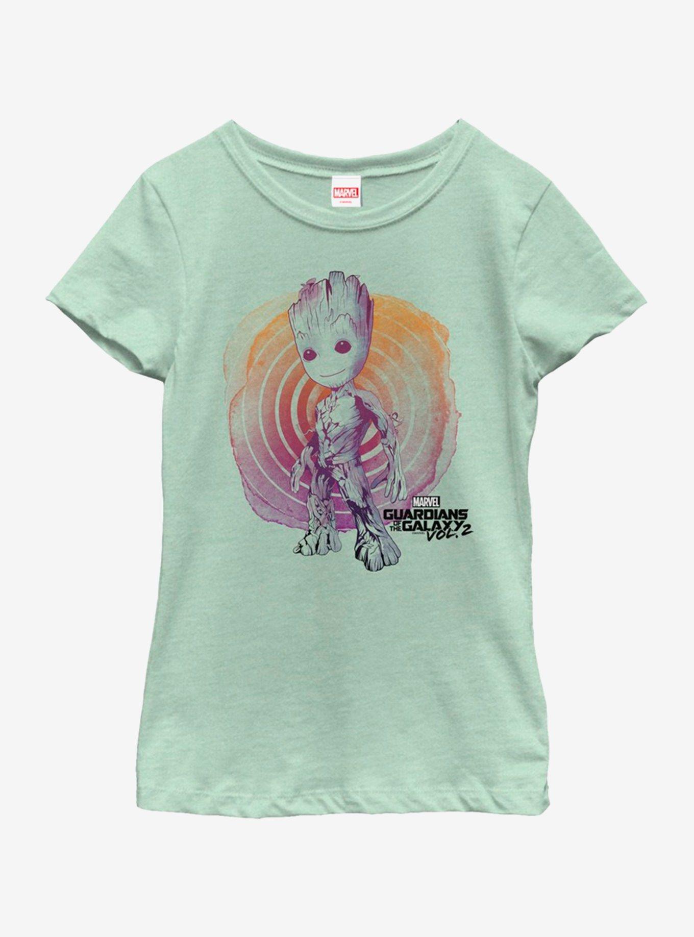 Marvel Guardians of The Galaxy Groot Watercolor Youth Girls T-Shirt, MINT, hi-res