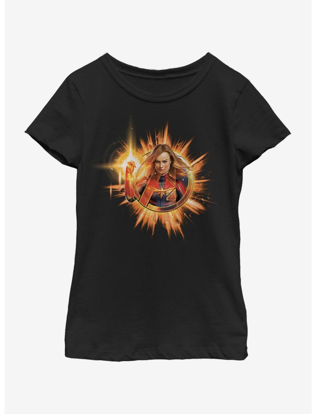 Marvel Captain Marvel Fire Marvel Youth Girls T-Shirt, BLACK, hi-res
