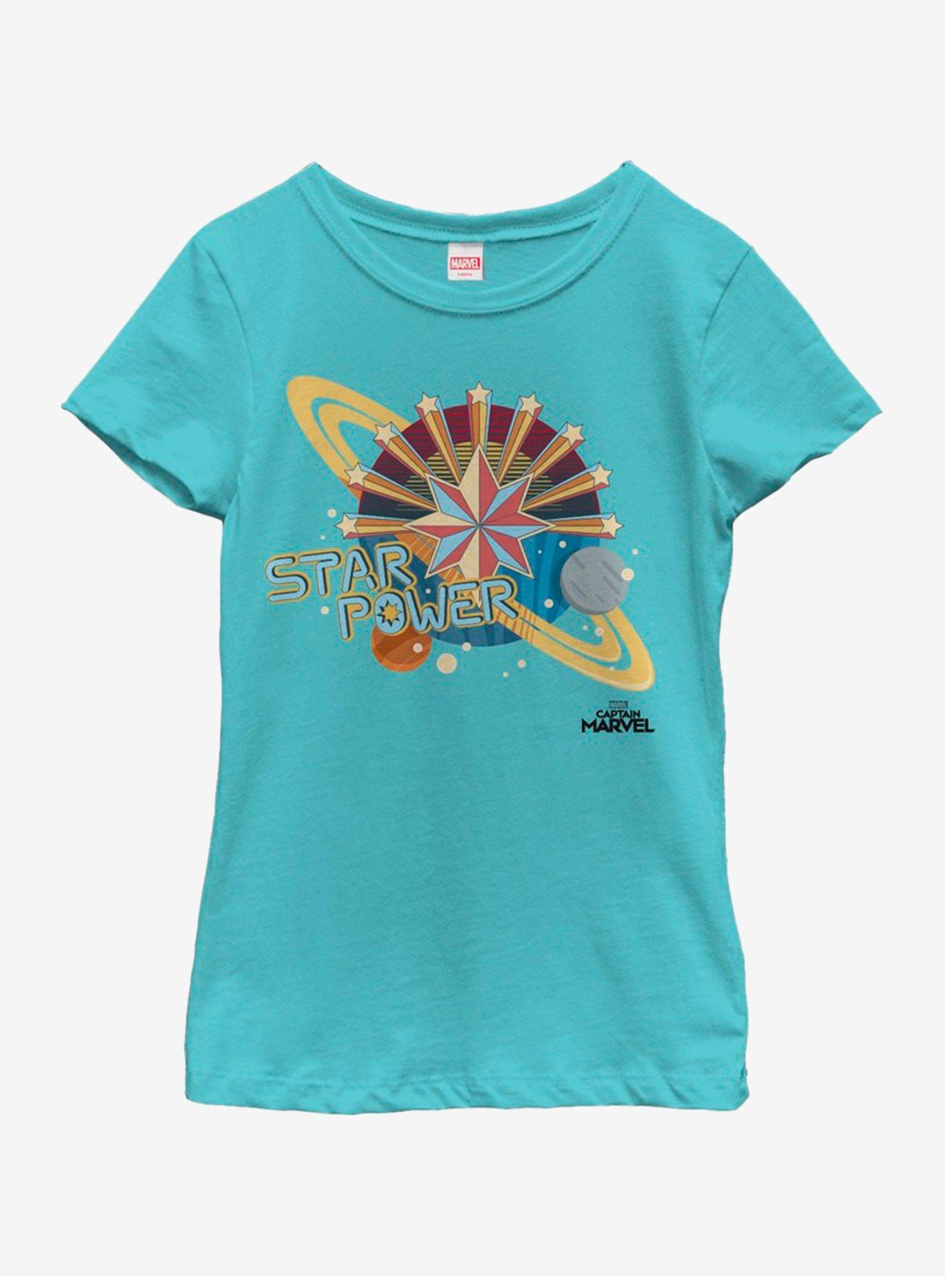 Marvel Captain Marvel Star Power Youth Girls T-Shirt, TAHI BLUE, hi-res