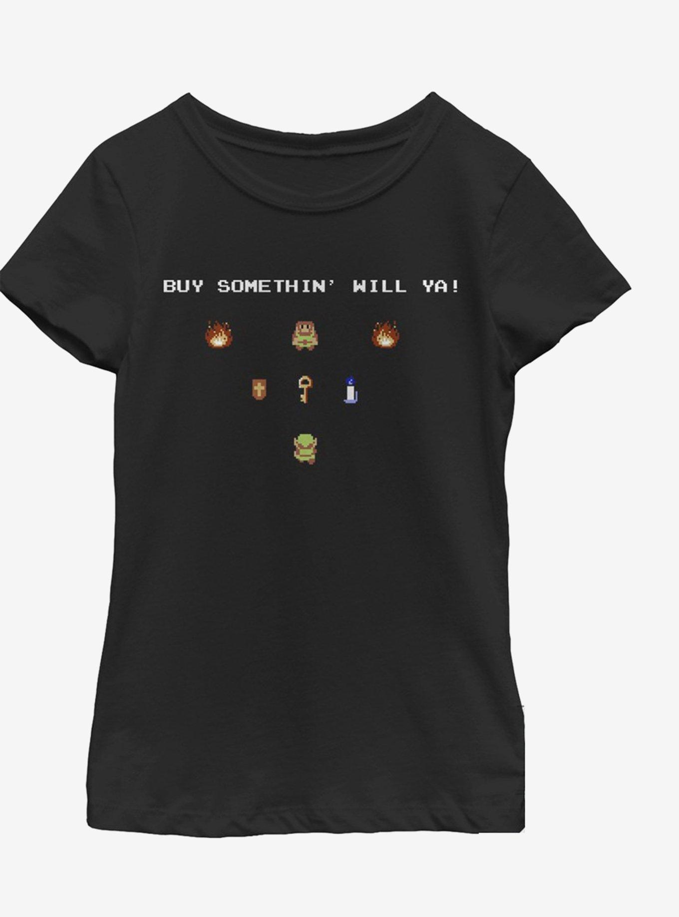 Nintendo Buy Something Youth Girls T-Shirt, BLACK, hi-res view 1