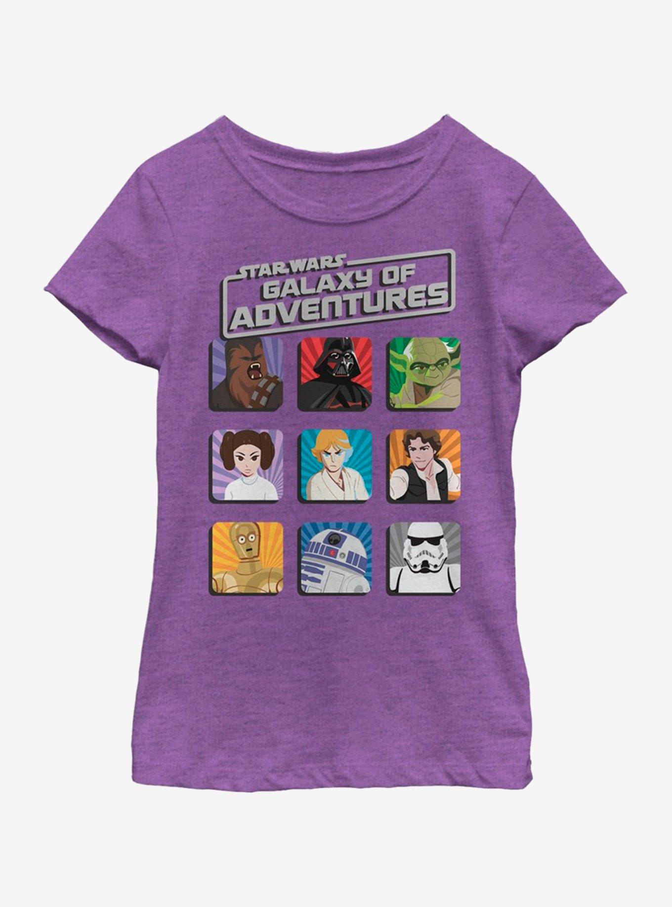 Star Wars Adventure Faces Youth Girls T-Shirt, PURPLE BERRY, hi-res view 1