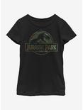 Jurassic Park Camo Logo Youth Girls T-Shirt, BLACK, hi-res