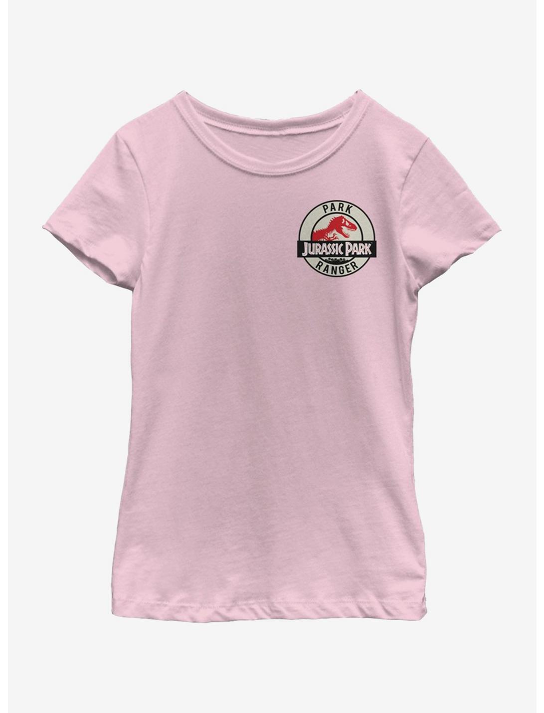 Jurassic Park Park Ranger Tan Badge Youth Girls T-Shirt - PINK | BoxLunch