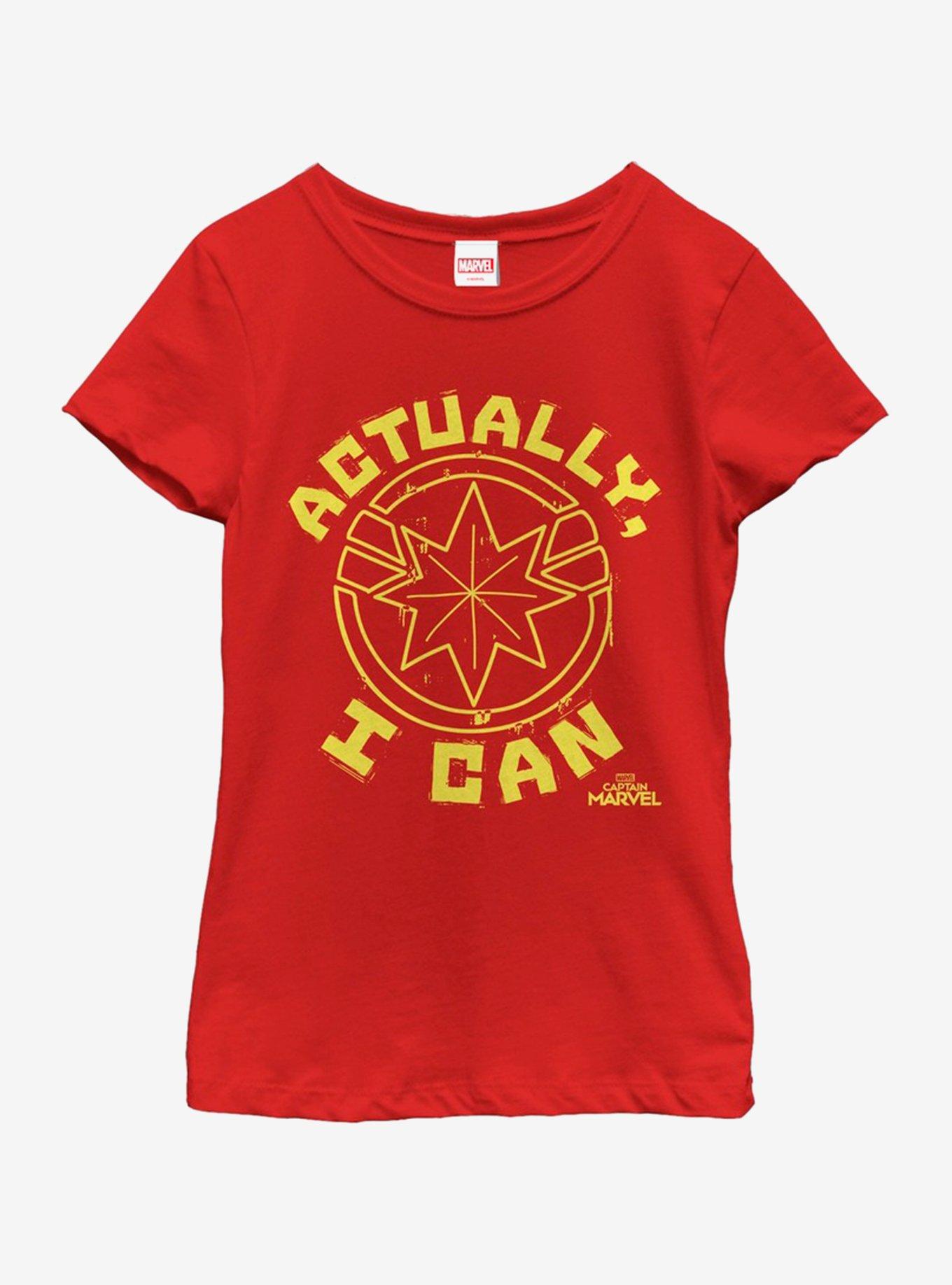 Marvel Captain Marvel Strong Female Youth Girls T-Shirt, RED, hi-res