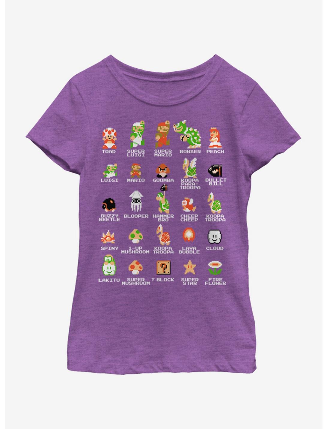 Nintendo Pixel Cast Youth Girls T-Shirt, PURPLE BERRY, hi-res