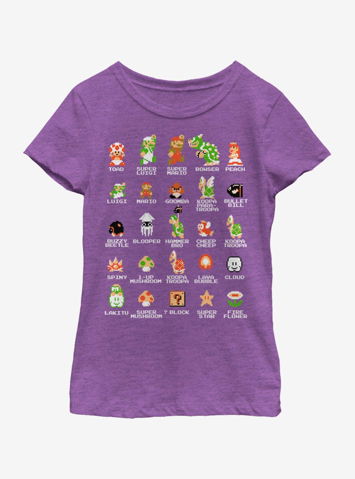 Nintendo Pixel Cast Youth Girls T-Shirt, , hi-res