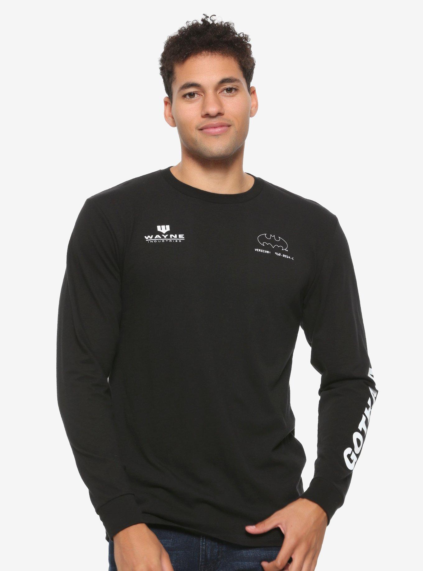 DC Comics Batman Wayne Industries Gotham Long Sleeve T-Shirt - BoxLunch Exclusive, BLACK, hi-res