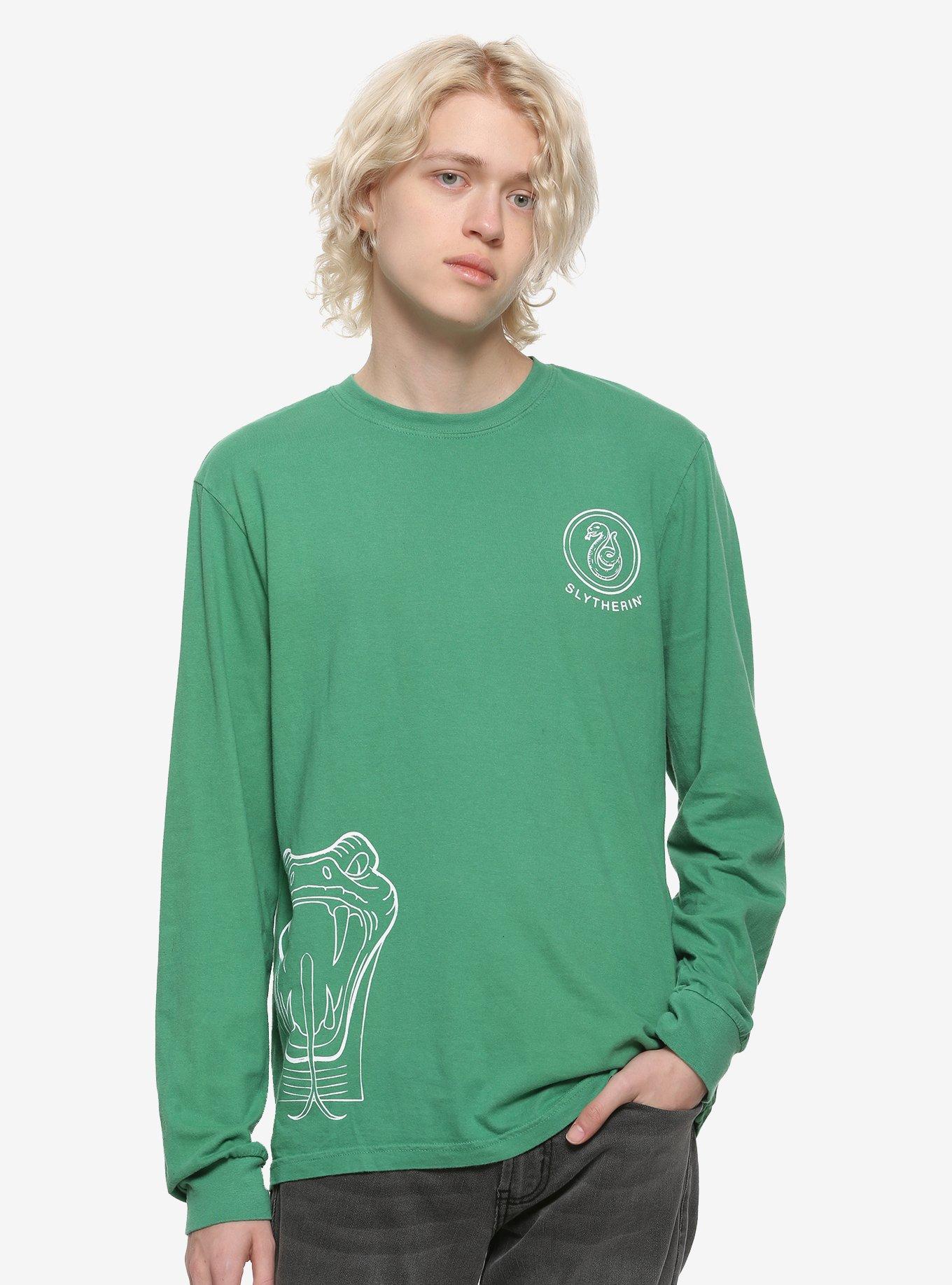 Harry Potter Slytherin Line Art Long-Sleeve T-Shirt, WHITE, hi-res