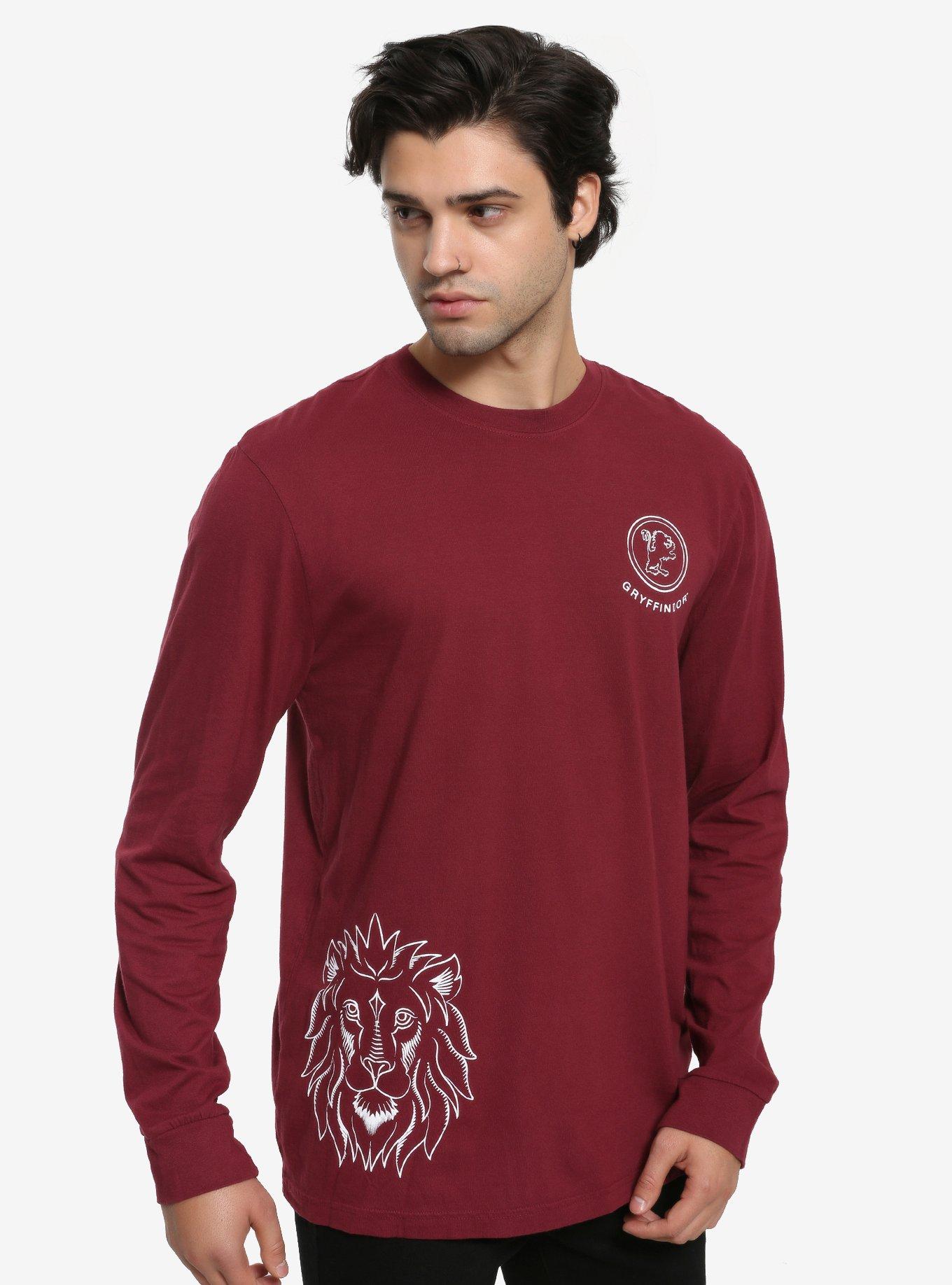 Harry Potter Gryffindor Line Art Long-Sleeve T-Shirt, WHITE, hi-res