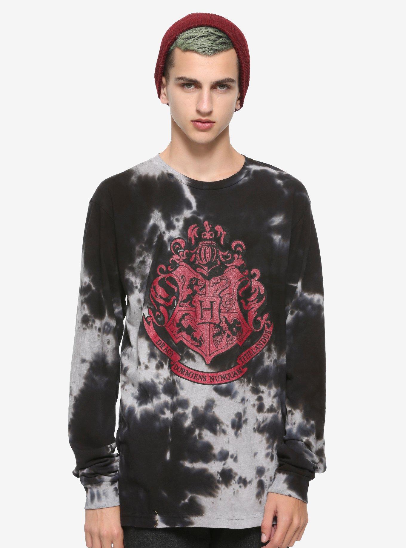 Harry Potter Hogwarts Crest Tie-Dye Long-Sleeve T-Shirt, RED, hi-res