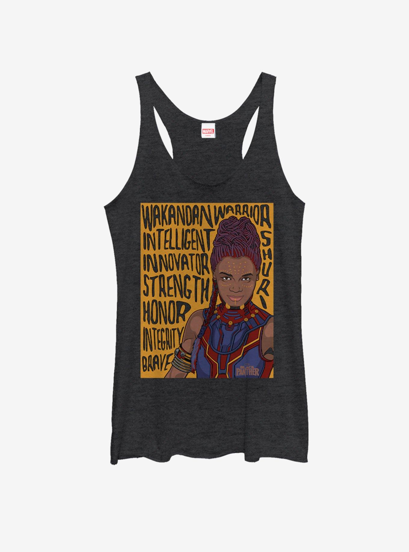 Marvel Black Panther Shuri Verbiage Girls Tank, BLK HTR, hi-res