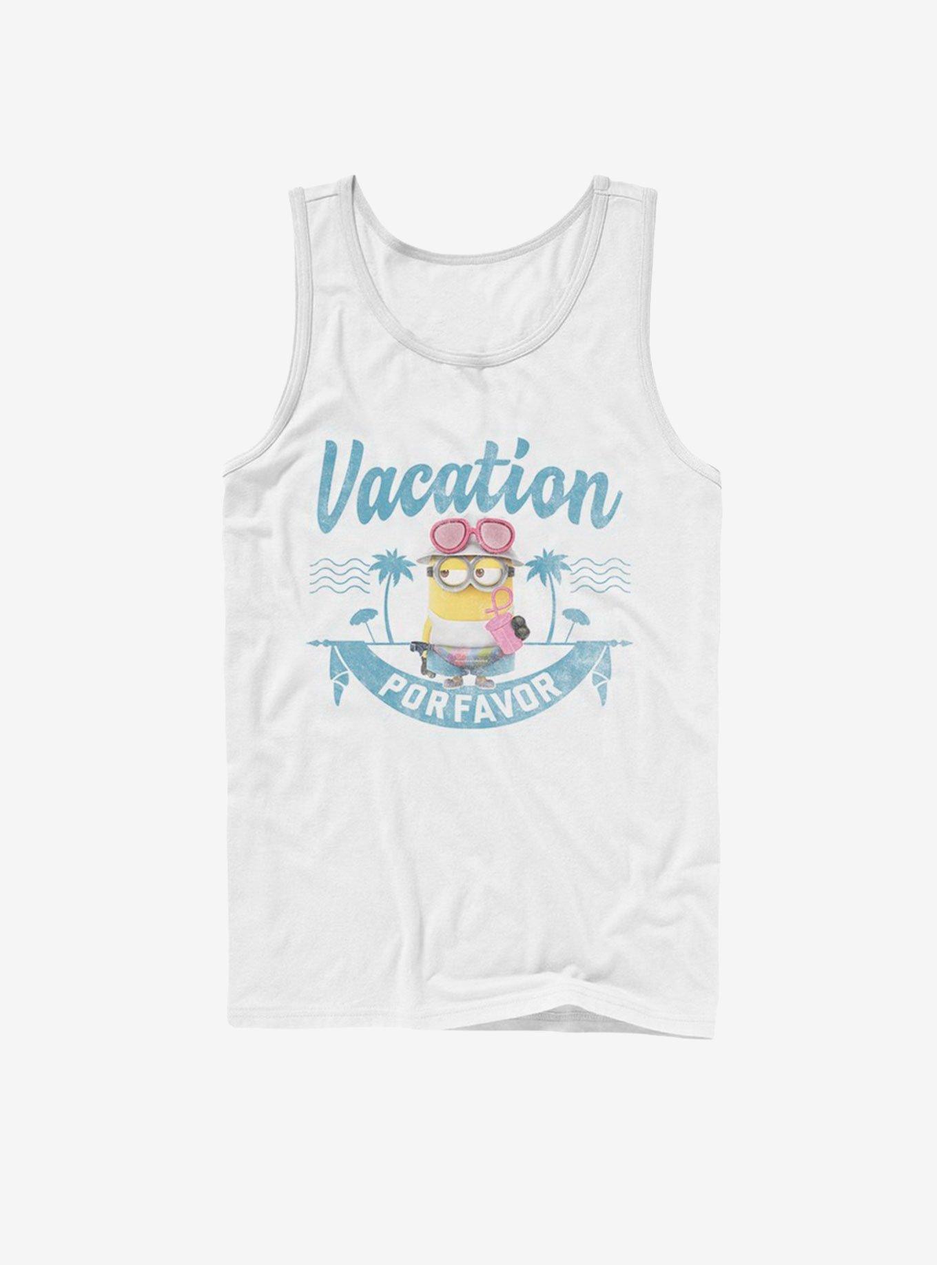 Minion Vacay Por Favor Tank, WHITE, hi-res