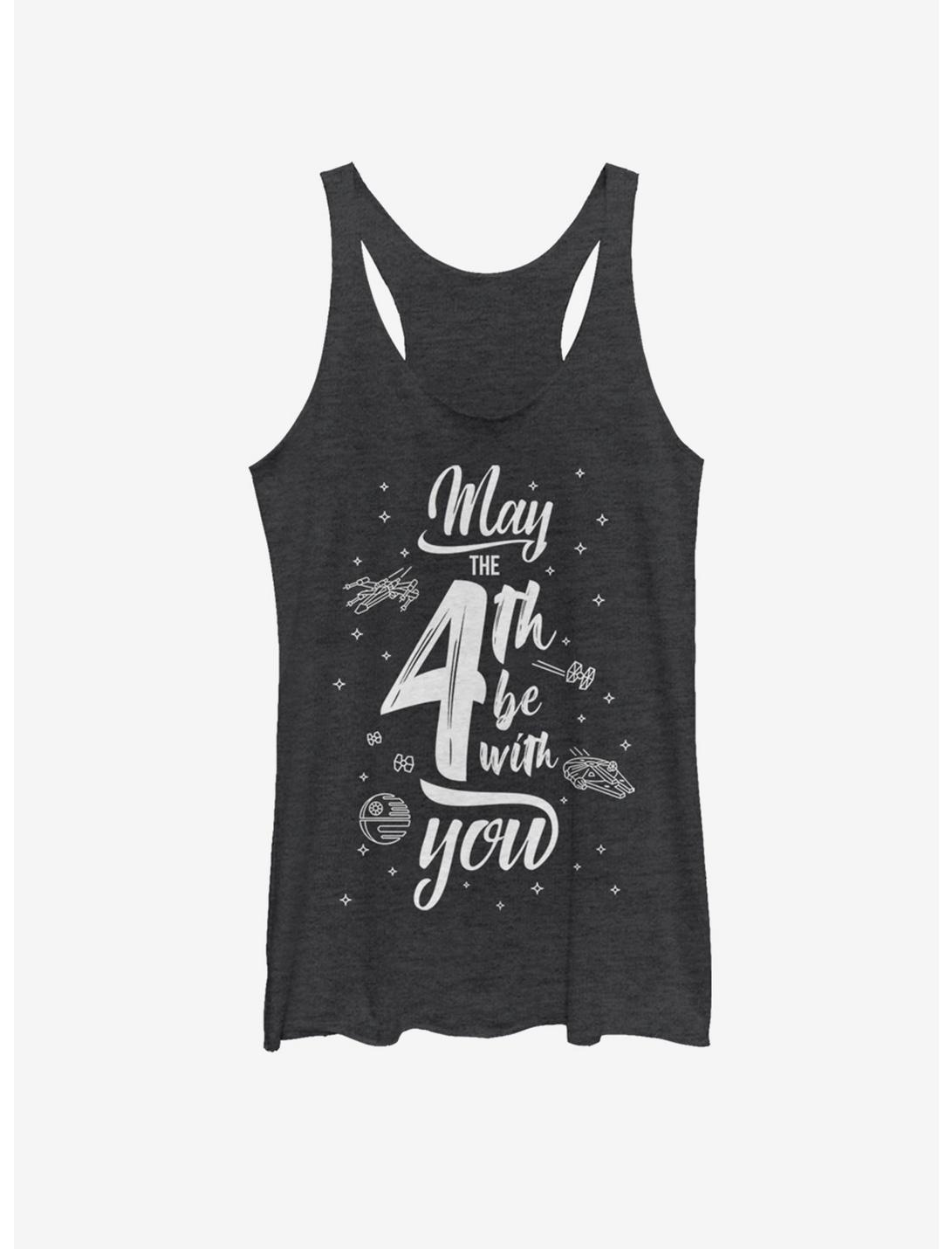 Star Wars Space Text May Fourth Girls Tank, BLK HTR, hi-res