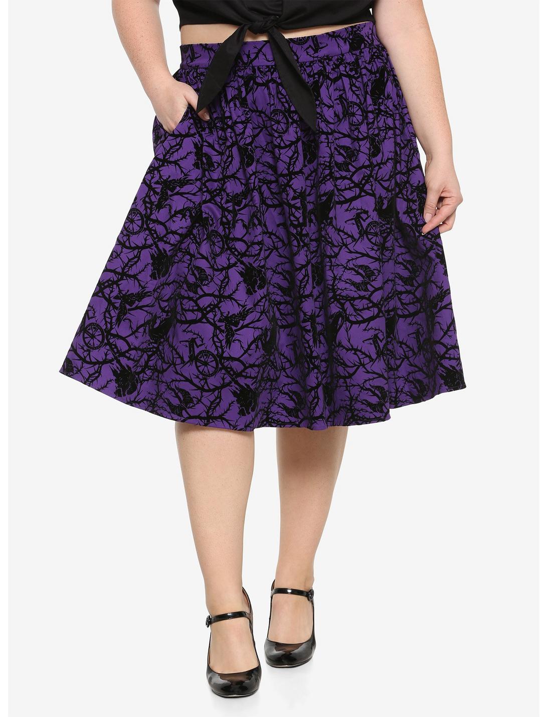 Disney Sleeping Beauty Maleficent Flocked Skirt Plus Size, PURPLE, hi-res