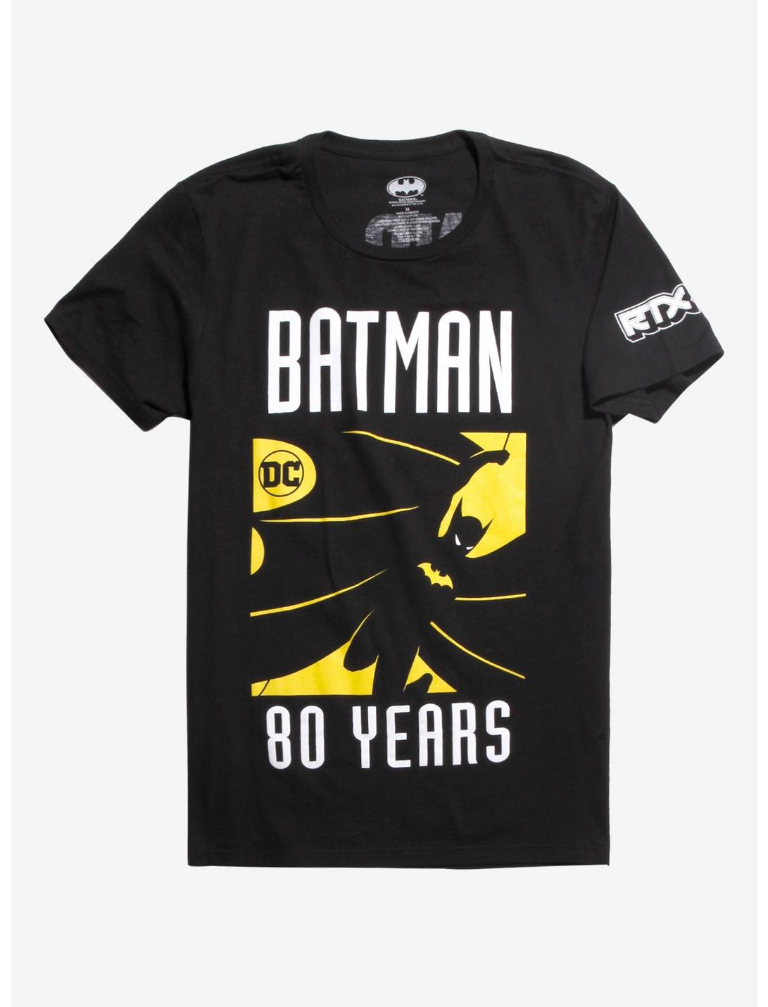 DC Comics Batman 80 Years Long Live The Bat T-Shirt Rooster Teeth Expo Exclusive, YELLOW, hi-res