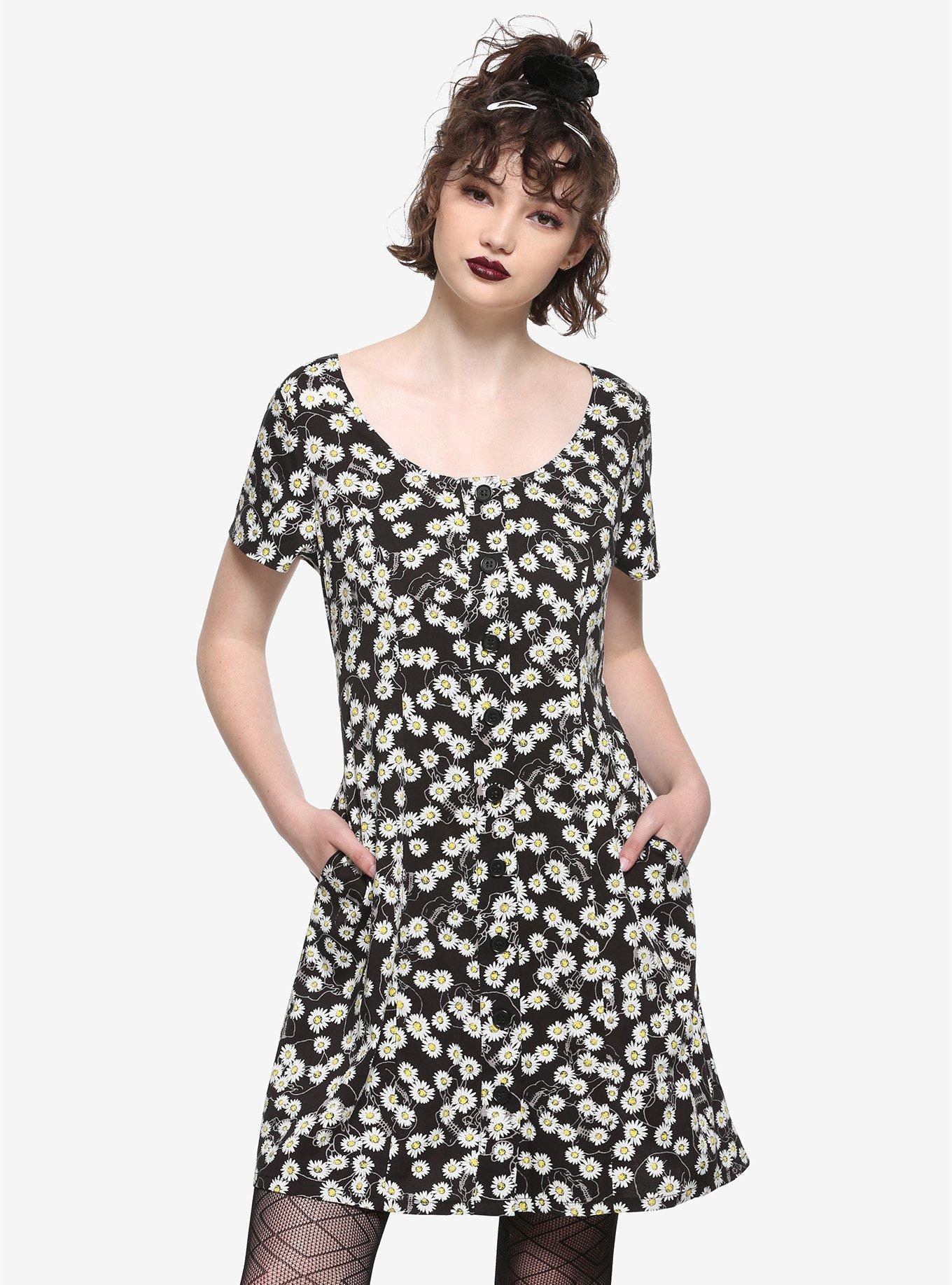 Daisy & Skulls Button-Front Dress, FLORAL, hi-res