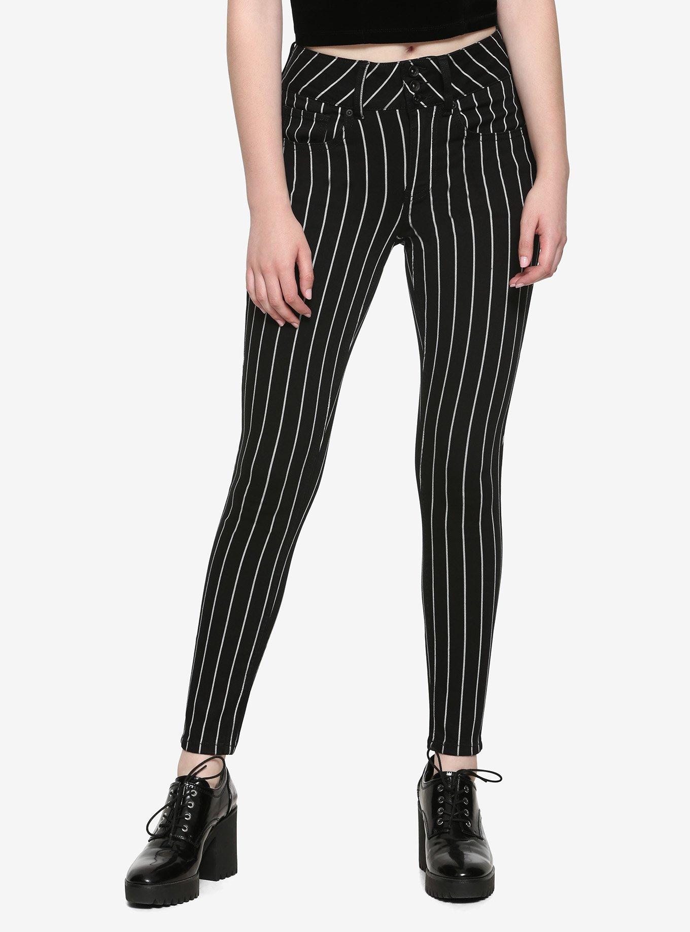 HT Black & White Pinstripe Super Skinny Jeans | Hot