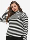 Yin-Yang Striped Girls Mock Neck Long-Sleeve T-Shirt Plus Size, BLACK, hi-res