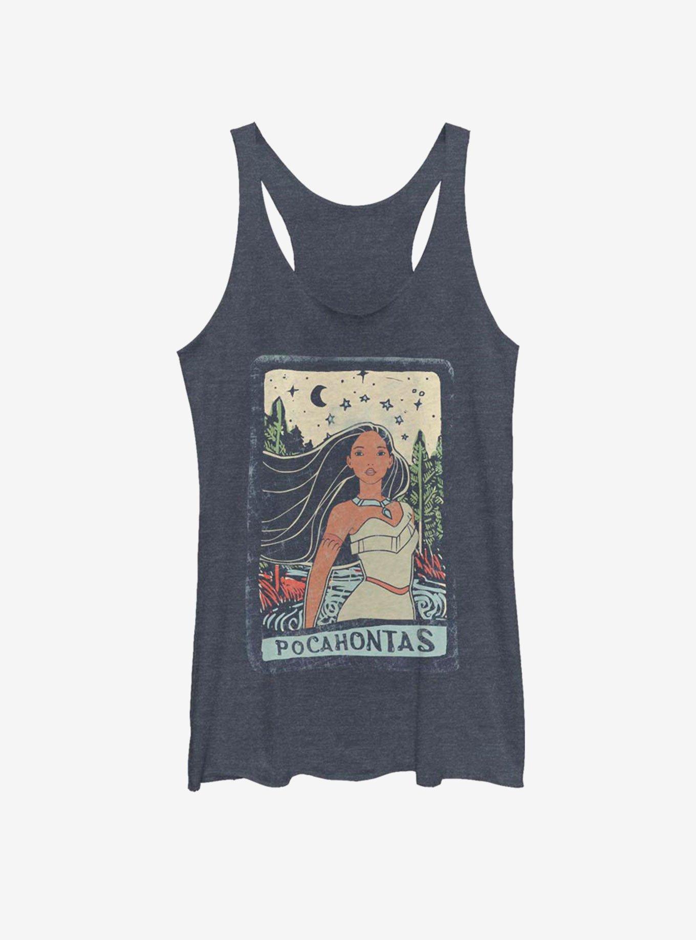 Disney Pocahontas Pocahontas Block Bottom Text Girls Tank, NAVY HTR, hi-res