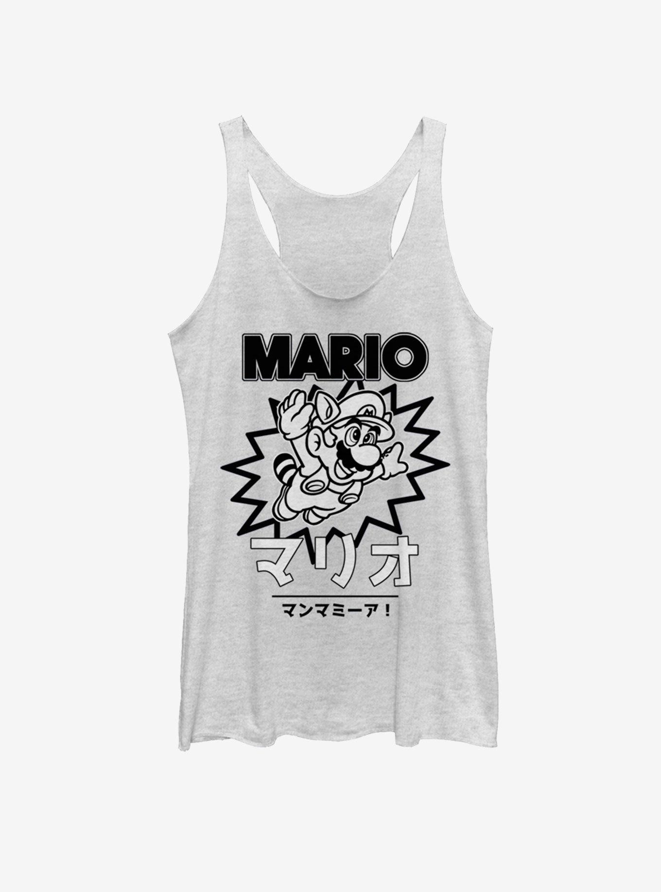 Nintendo Mario Japanese Text Girls Tank, WHITE HTR, hi-res