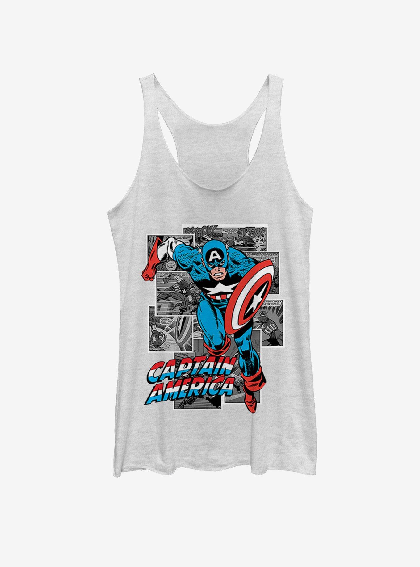 Marvel Captain America Comic Captain Girls Tank, WHITE HTR, hi-res