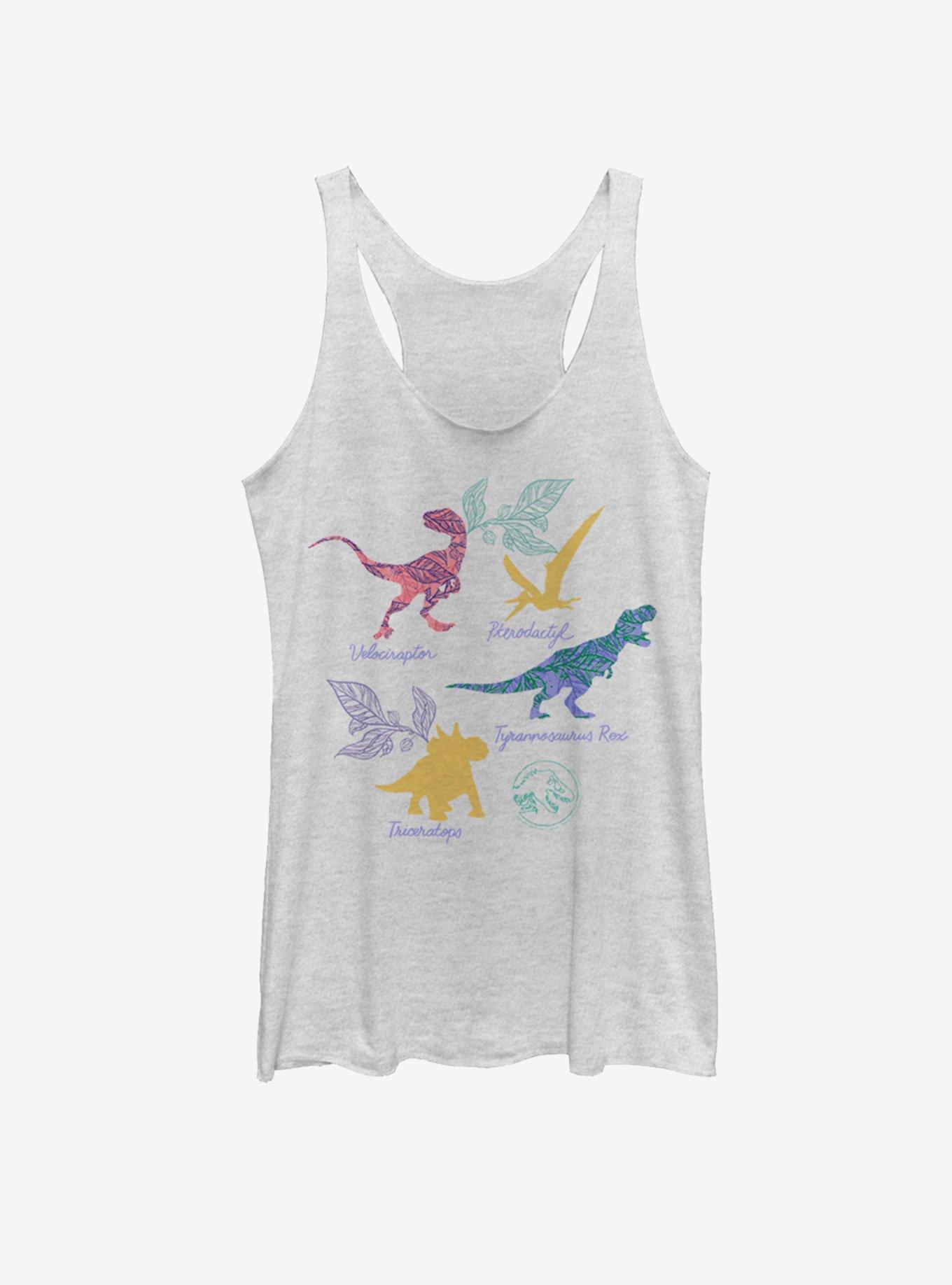 Jurassic Park Dino List Girls Tank, WHITE HTR, hi-res