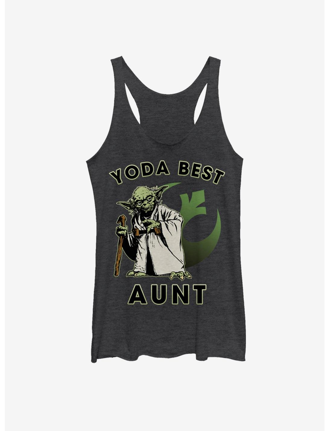 Star Wars Yoda Best Aunt Girls Tank, BLK HTR, hi-res