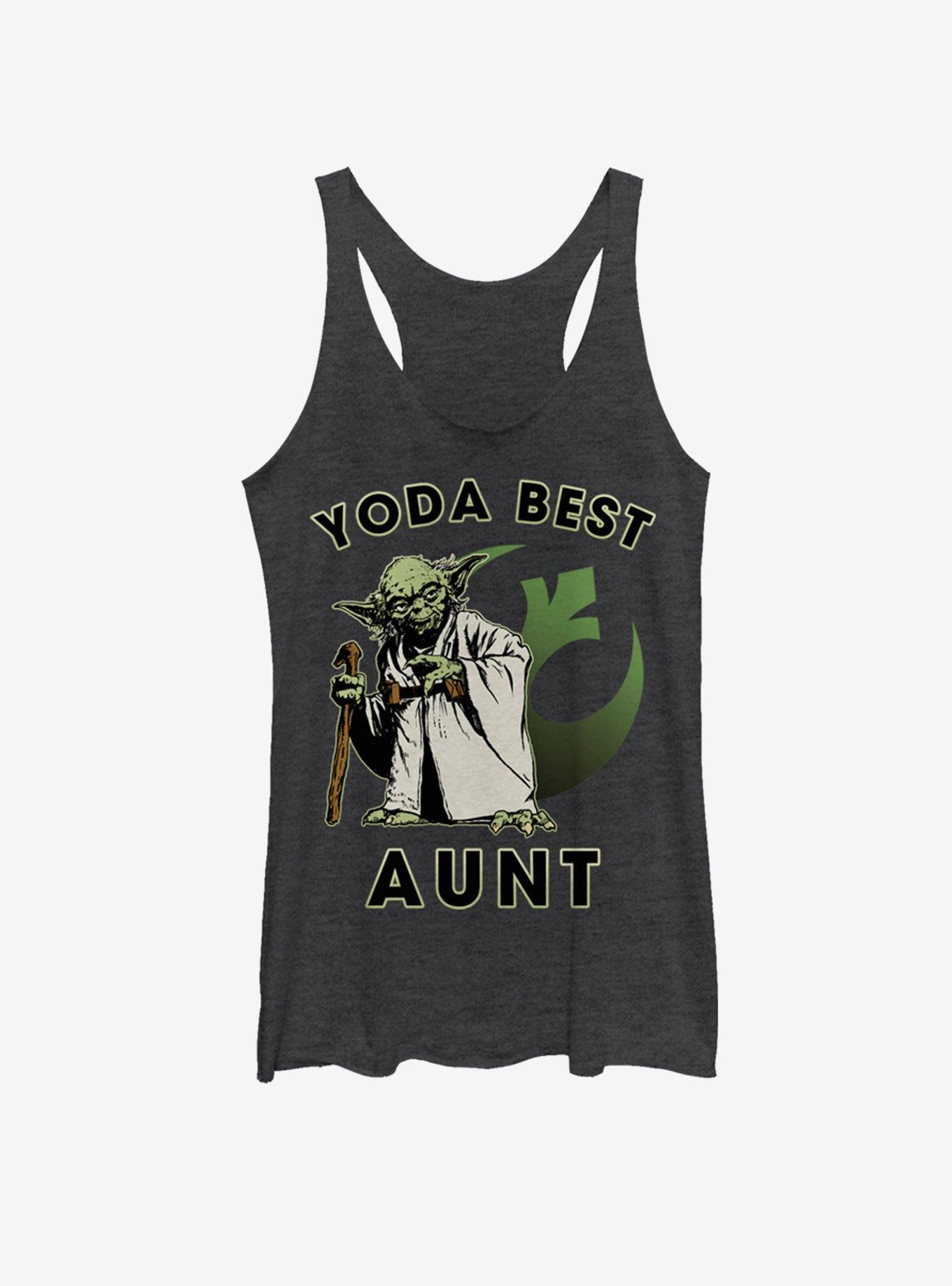 Star Wars Yoda Best Aunt Girls Tank, BLK HTR, hi-res