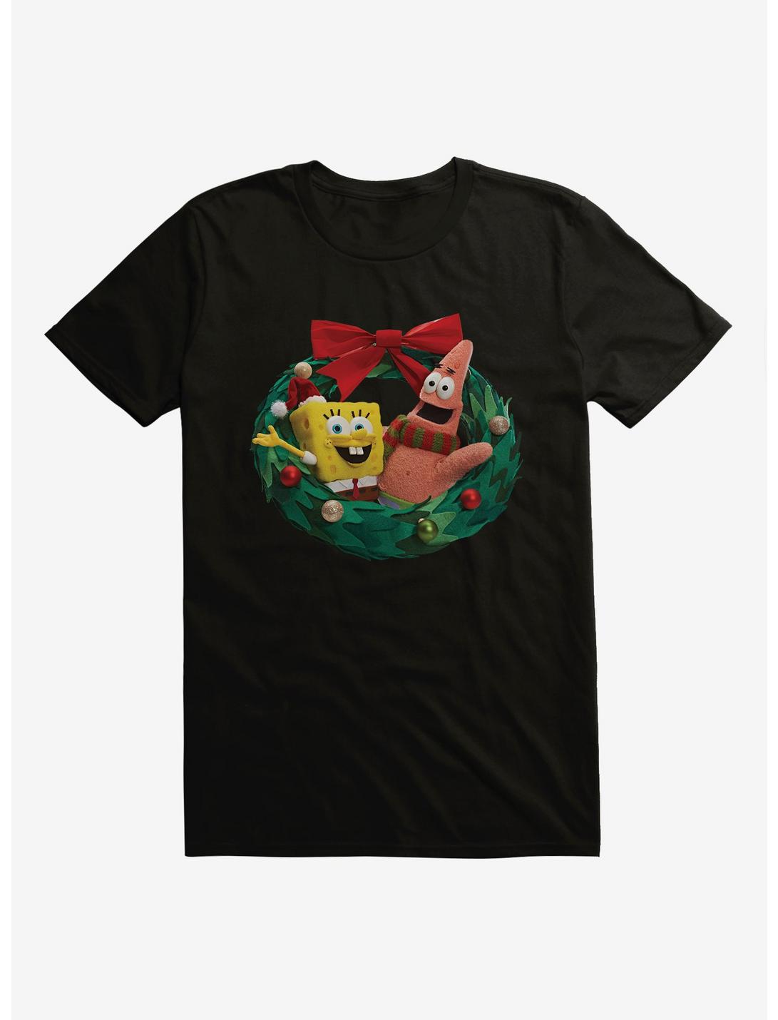 SpongeBob SquarePants Christmas Wreath T-Shirt, BLACK, hi-res