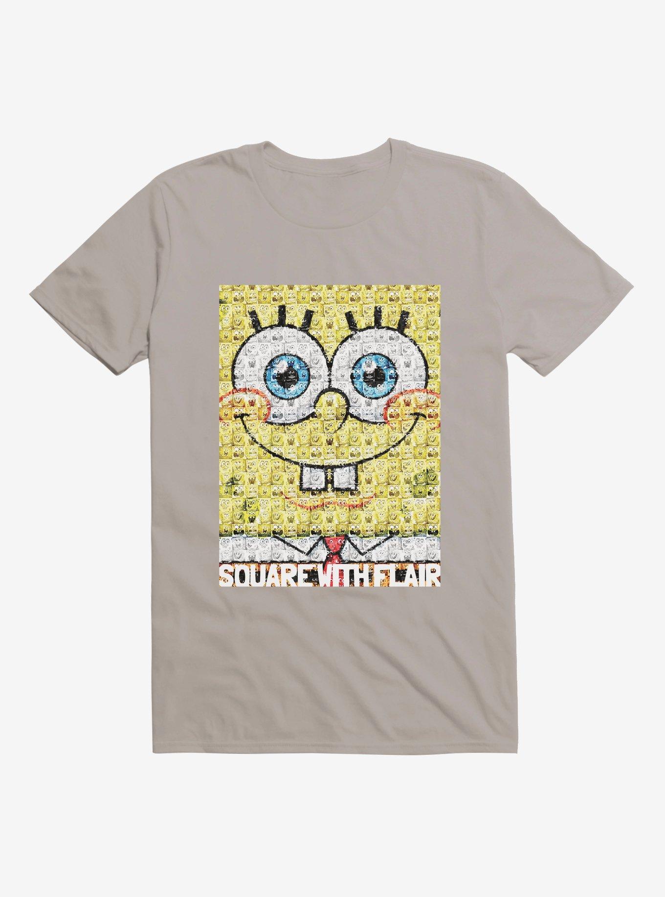 SpongeBob SquarePants Collage Face T-Shirt, LIGHT GREY, hi-res