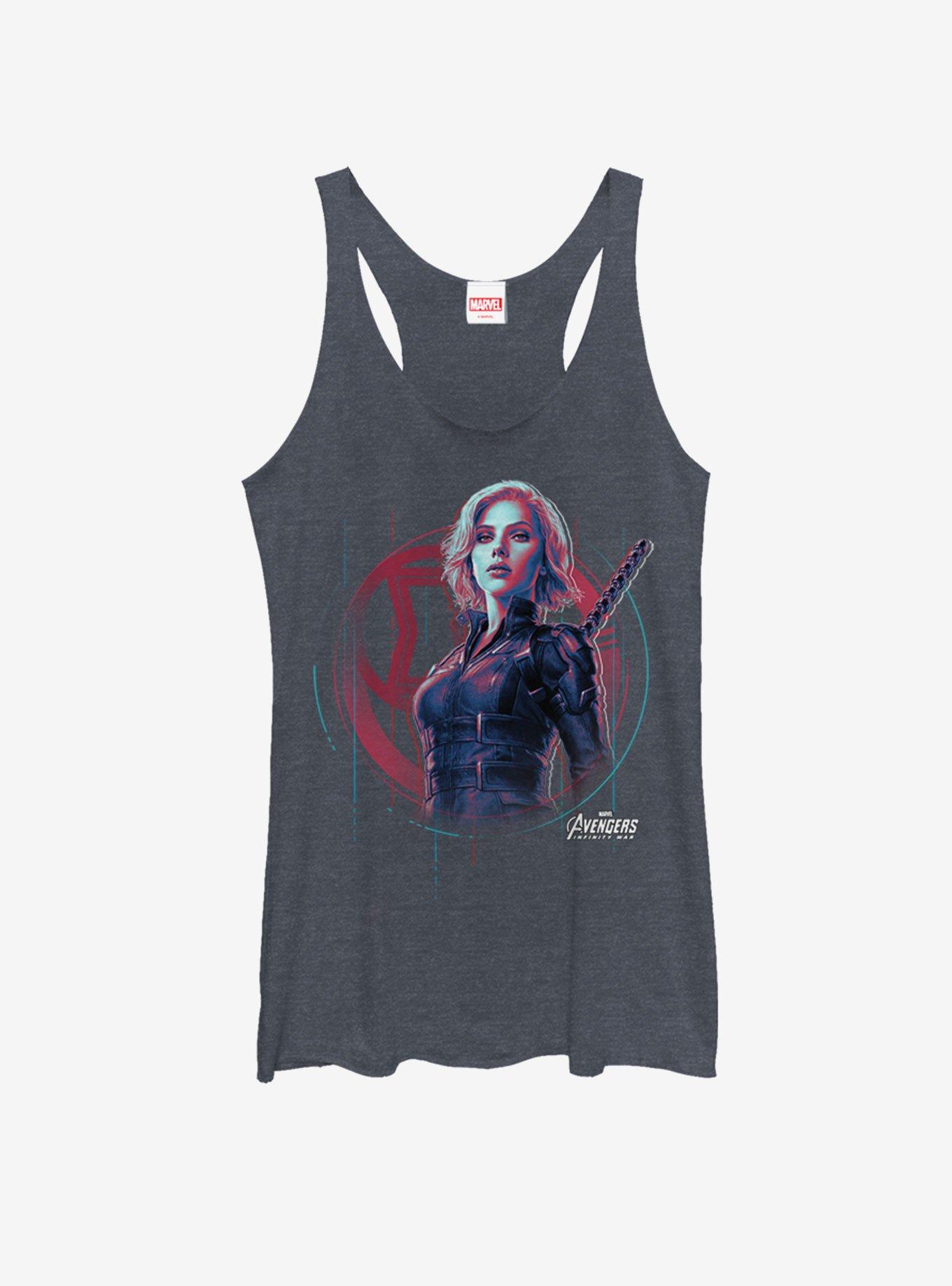 Marvel Avengers: Infinity War Black Widow Tech Girls Tank, NAVY HTR, hi-res